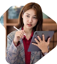 A student taking notes on a tablet